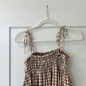 Petal & Pup tie shoulder gingham midi dress